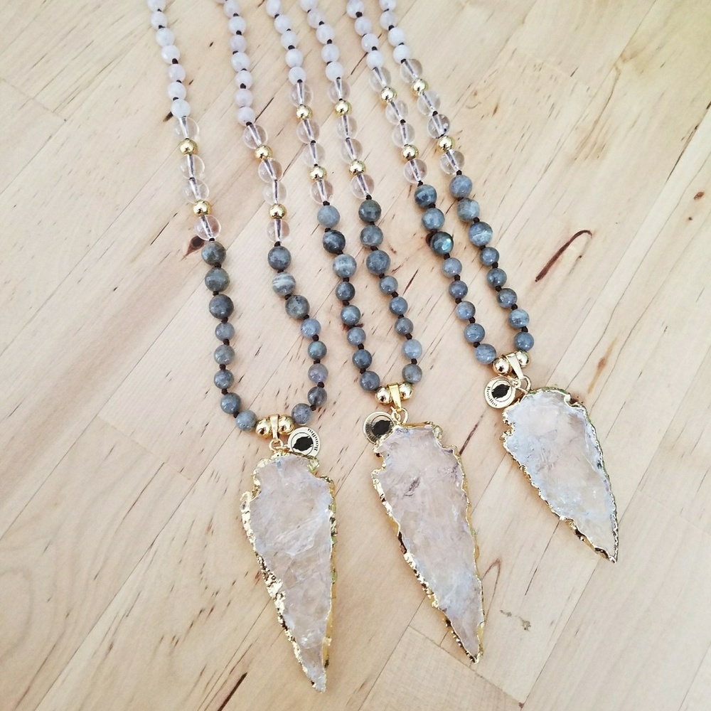 Crystal Arrow, Labradorite,  Rose Quartz Mala - Picture 5 of 7